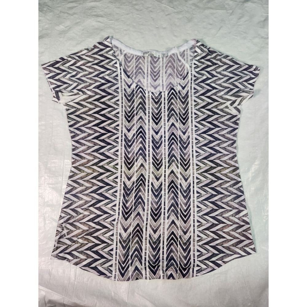 Prana Breathe Women's Medium Gray Geometric Knit Boat Neck Shirt USA